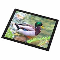 Mallard Duck by Stream Black Rim High Quality Glass Placemat