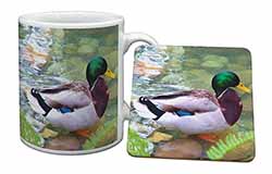 Mallard Duck by Stream Mug and Coaster Set