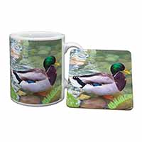 Mallard Duck by Stream Mug and Coaster Set