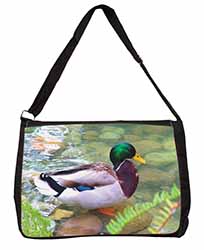 Mallard Duck by Stream Large Black Laptop Shoulder Bag School/College