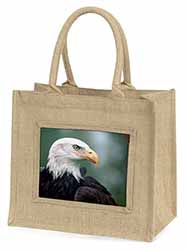 Eagle, Bird of Prey Natural/Beige Jute Large Shopping Bag