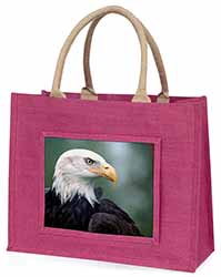 Eagle, Bird of Prey Large Pink Jute Shopping Bag