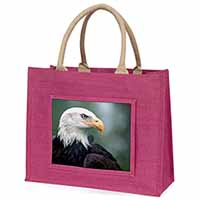 Eagle, Bird of Prey Large Pink Jute Shopping Bag