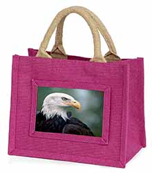 Eagle, Bird of Prey Little Girls Small Pink Jute Shopping Bag