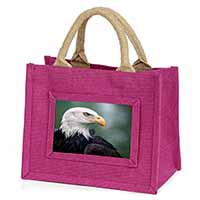 Eagle, Bird of Prey Little Girls Small Pink Jute Shopping Bag