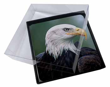 4x Eagle, Bird of Prey Picture Table Coasters Set in Gift Box