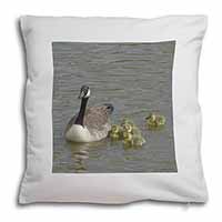 Canadian Geese and Goslings Soft White Velvet Feel Scatter Cushion