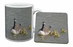 Canadian Geese and Goslings Mug and Coaster Set