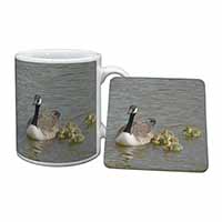 Canadian Geese and Goslings Mug and Coaster Set