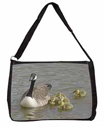 Canadian Geese and Goslings Large Black Laptop Shoulder Bag School/College