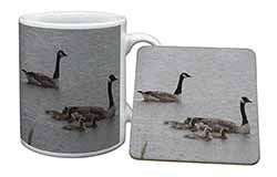 Geese+Goslings in Heavy Rain Mug and Coaster Set