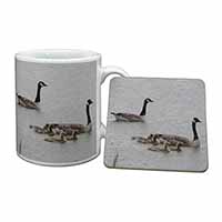 Geese+Goslings in Heavy Rain Mug and Coaster Set
