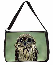 Cute Tawny Owl Large Black Laptop Shoulder Bag School/College