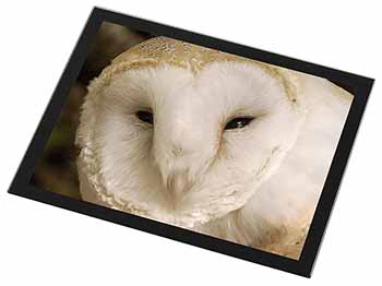White Barn Owl Black Rim High Quality Glass Placemat