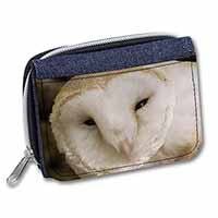 White Barn Owl Unisex Denim Purse Wallet