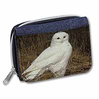 White Barn Owl Unisex Denim Purse Wallet - Advanta Group®