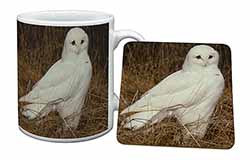 White Barn Owl Mug and Coaster Set
