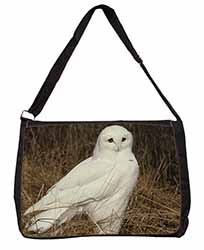 White Barn Owl Large Black Laptop Shoulder Bag School/College