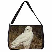 White Barn Owl Large Black Laptop Shoulder Bag School/College - Advanta Group®