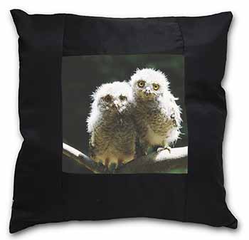 Baby Owl Chicks Black Satin Feel Scatter Cushion