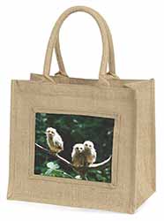 Baby Owl Chicks Natural/Beige Jute Large Shopping Bag