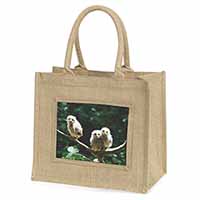 Baby Owl Chicks Natural/Beige Jute Large Shopping Bag