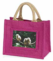 Baby Owl Chicks Little Girls Small Pink Jute Shopping Bag