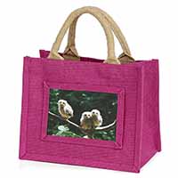 Baby Owl Chicks Little Girls Small Pink Jute Shopping Bag