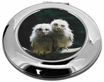 Baby Owl Chicks Make-Up Round Compact Mirror
