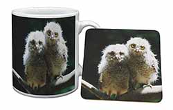 Baby Owl Chicks Mug and Coaster Set