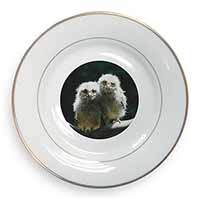 Baby Owl Chicks Gold Rim Plate Printed Full Colour in Gift Box