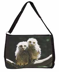 Baby Owl Chicks Large Black Laptop Shoulder Bag School/College