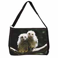 Baby Owl Chicks Large Black Laptop Shoulder Bag School/College