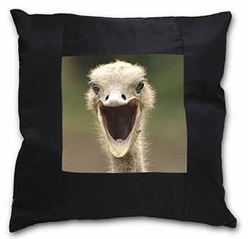 Ostritch Photo Print Black Satin Feel Scatter Cushion