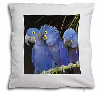 Hyacinth Macaw Parrots Soft White Velvet Feel Scatter Cushion