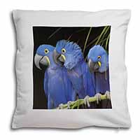 Hyacinth Macaw Parrots Soft White Velvet Feel Scatter Cushion