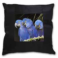 Hyacinth Macaw Parrots Black Satin Feel Scatter Cushion