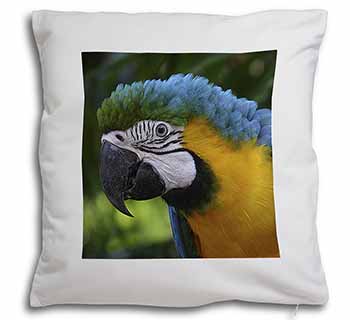 Blue+Gold Macaw Parrot Soft White Velvet Feel Scatter Cushion
