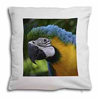 Blue+Gold Macaw Parrot Soft White Velvet Feel Scatter Cushion