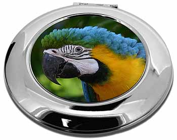 Blue+Gold Macaw Parrot Make-Up Round Compact Mirror