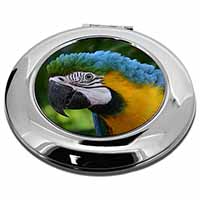 Blue+Gold Macaw Parrot Make-Up Round Compact Mirror