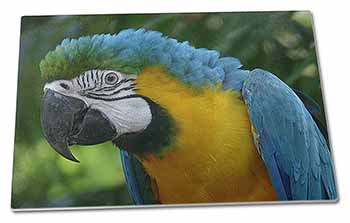 Large Glass Cutting Chopping Board Blue+Gold Macaw Parrot