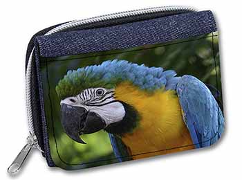 Blue+Gold Macaw Parrot Unisex Denim Purse Wallet