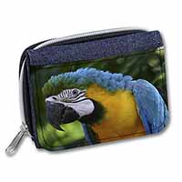Blue+Gold Macaw Parrot Unisex Denim Purse Wallet - Advanta Group®