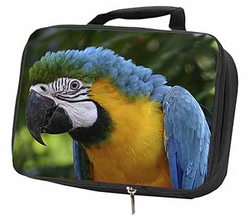 Blue+Gold Macaw Parrot Black Insulated School Lunch Box/Picnic Bag