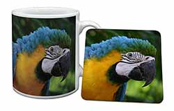 Blue+Gold Macaw Parrot Mug and Coaster Set