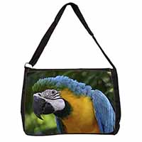 Blue+Gold Macaw Parrot Large Black Laptop Shoulder Bag School/College