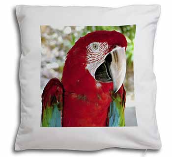 Green Winged Red Macaw Parrot Soft White Velvet Feel Scatter Cushion