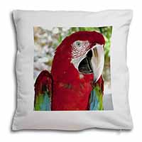 Green Winged Red Macaw Parrot Soft White Velvet Feel Scatter Cushion
