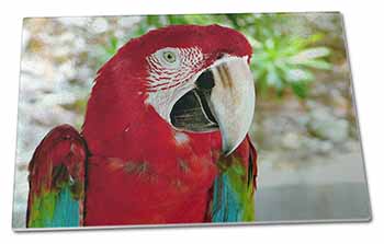 Large Glass Cutting Chopping Board Green Winged Red Macaw Parrot